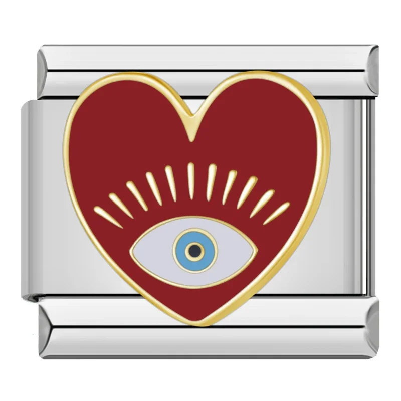 Red heart and eye Italian charm