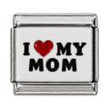 Black lettering and a red heart celebrate Mum on a white tile.