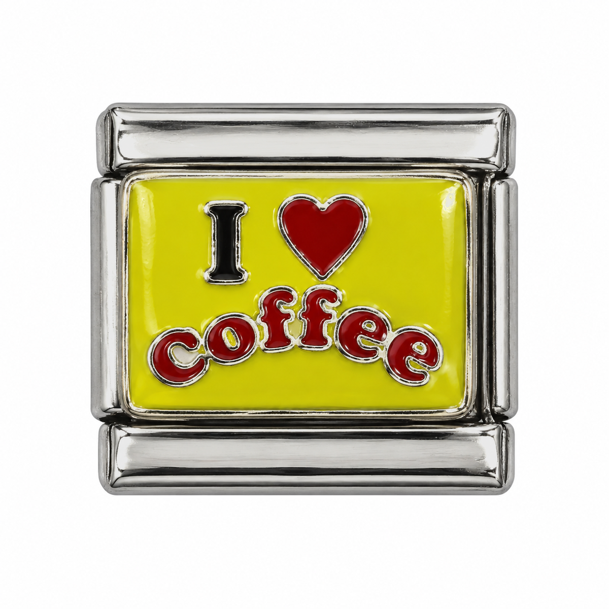 I love coffee lettering on a bright yellow tile.