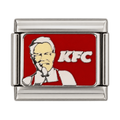 The Colonel and KFC lettering on a red enamel tile.