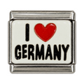 A red heart and Germany lettering on a white tile.