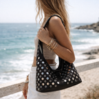 Starlight Stud Hobo Bag - Espresso Brown