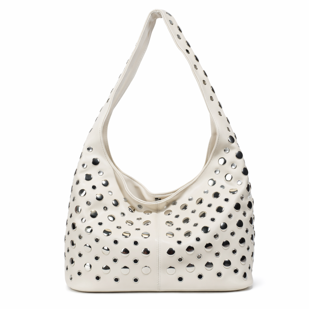 Starlight Stud Hobo Bag - Ivory White