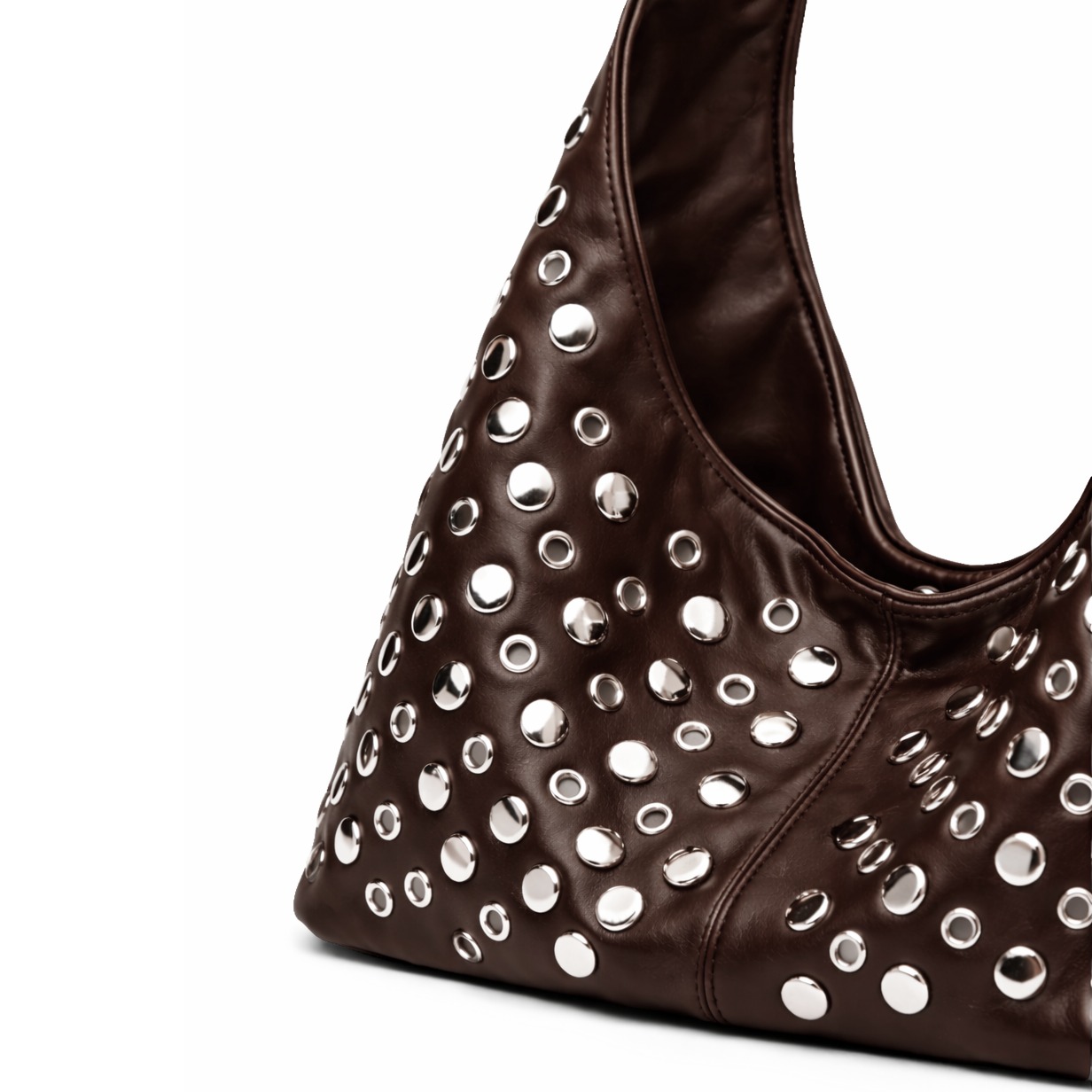 Starlight Stud Hobo Bag - Espresso Brown