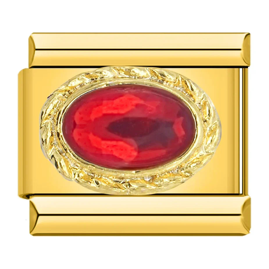 Red Stone on Gold