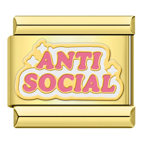 Anti Social — Gold Italian bracelet charm