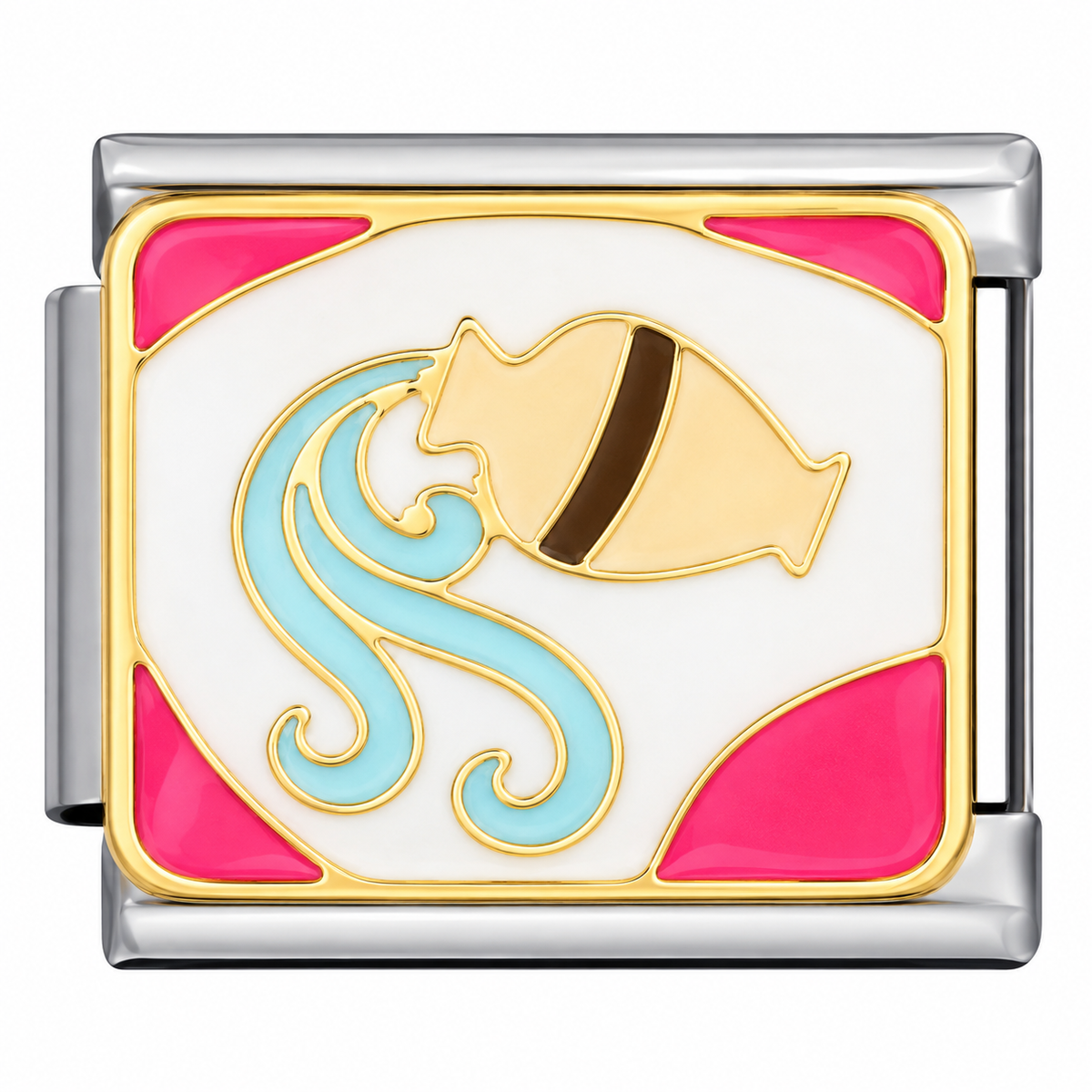 Aquarius zodiac Italian charm with silver base