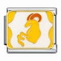 Aries zodiac Italian charm with silver base