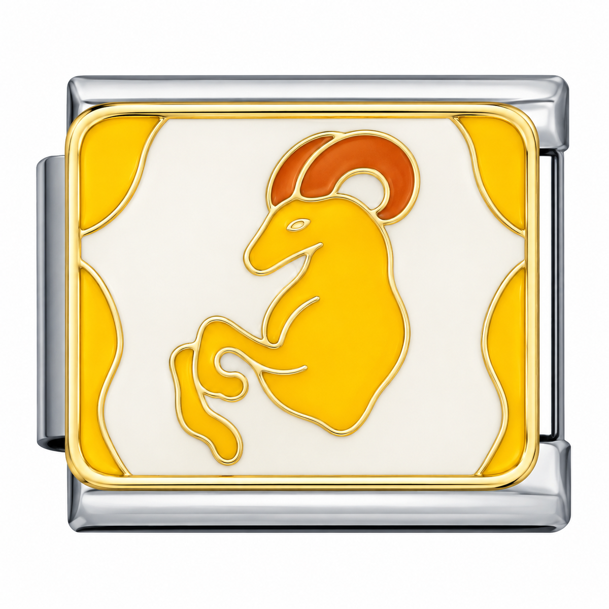 Aries zodiac Italian charm with silver base