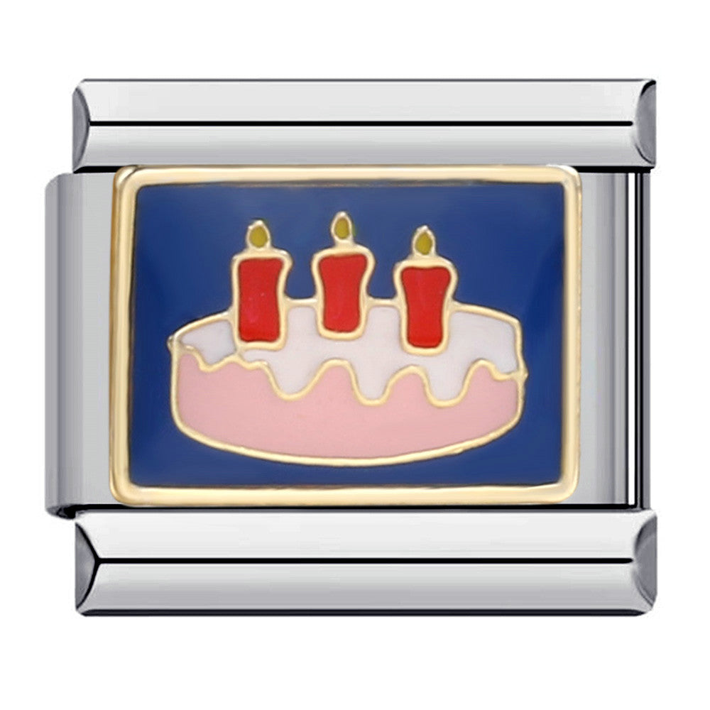 Birthday Cake — Silver Italian bracelet charm