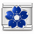 Blue Blossom charm in silver tone on a white background