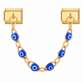Blue Evil Eye Chain, complete gold-tone connecting set with two end links and six evil-eye details