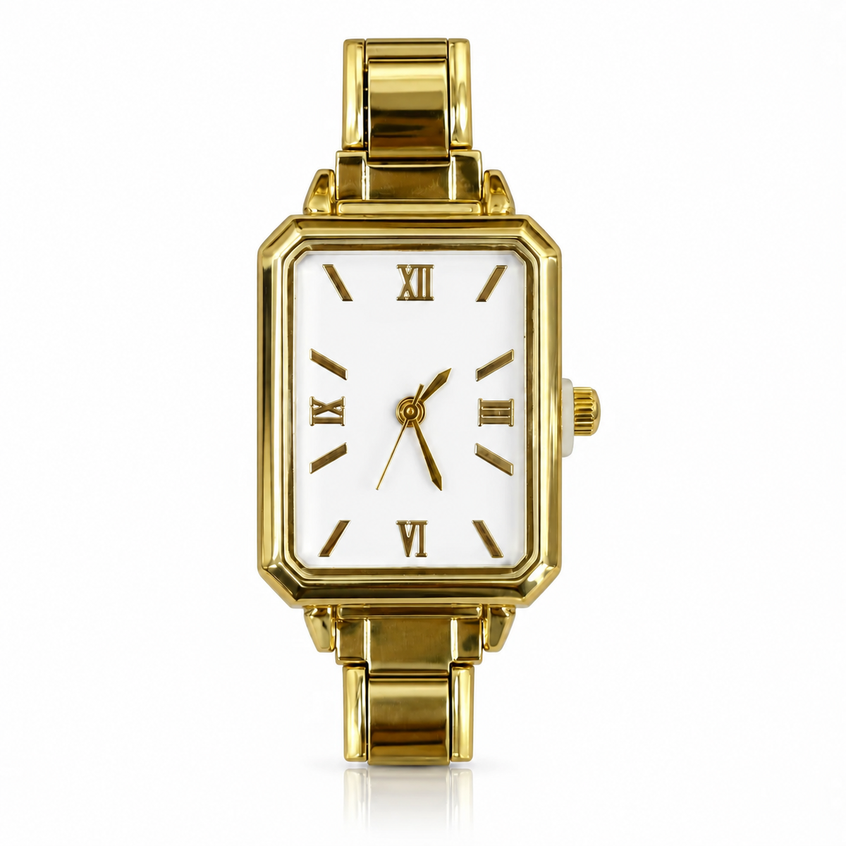 Camille watch head — white dial, gold-tone case