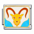 Capricorn zodiac Italian charm with silver base