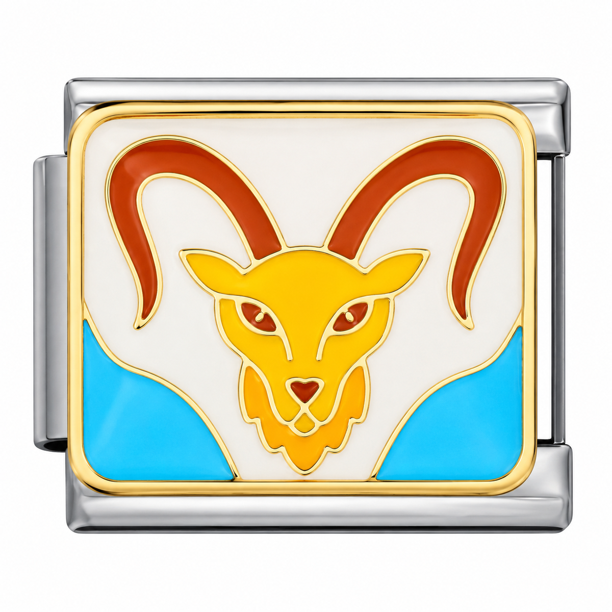 Capricorn zodiac Italian charm with silver base