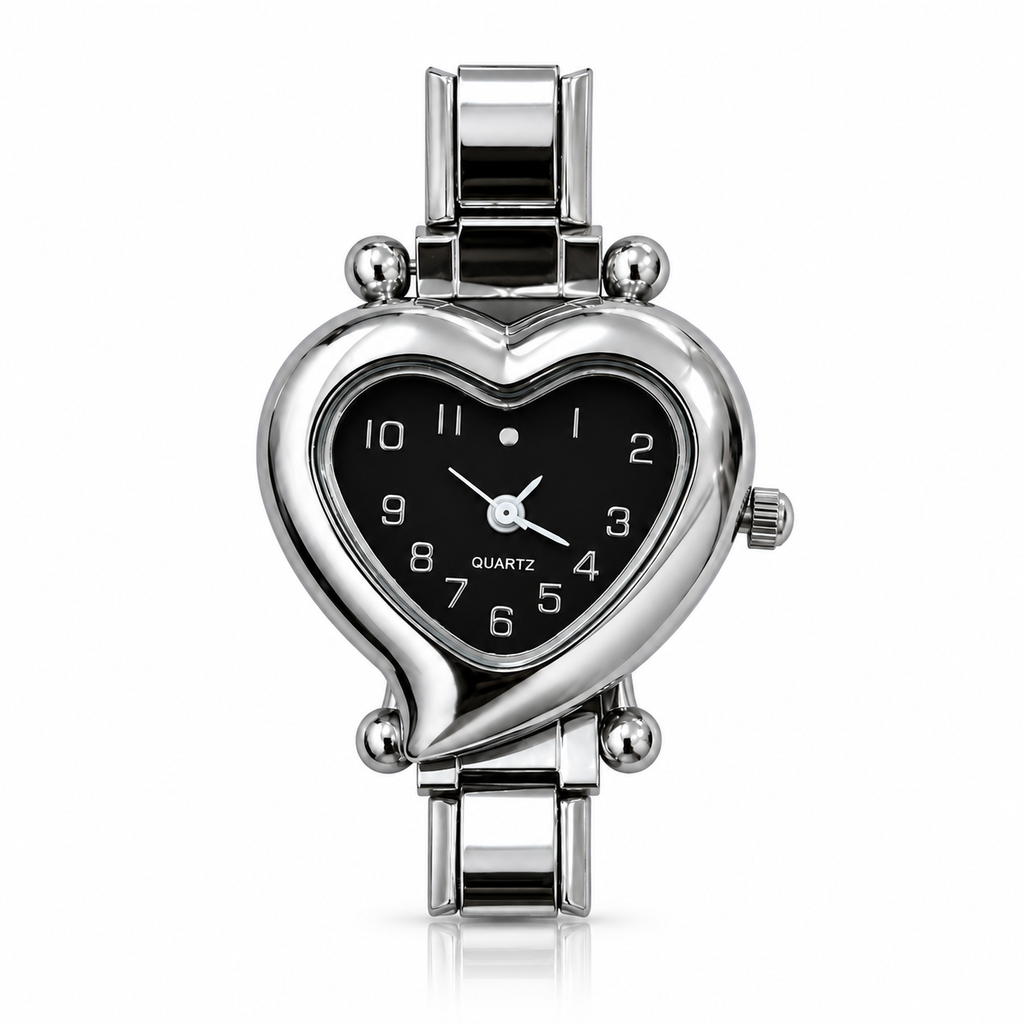 Cora watch head — black dial, silver-tone case