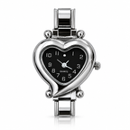 Cora watch head — black dial, silver-tone case