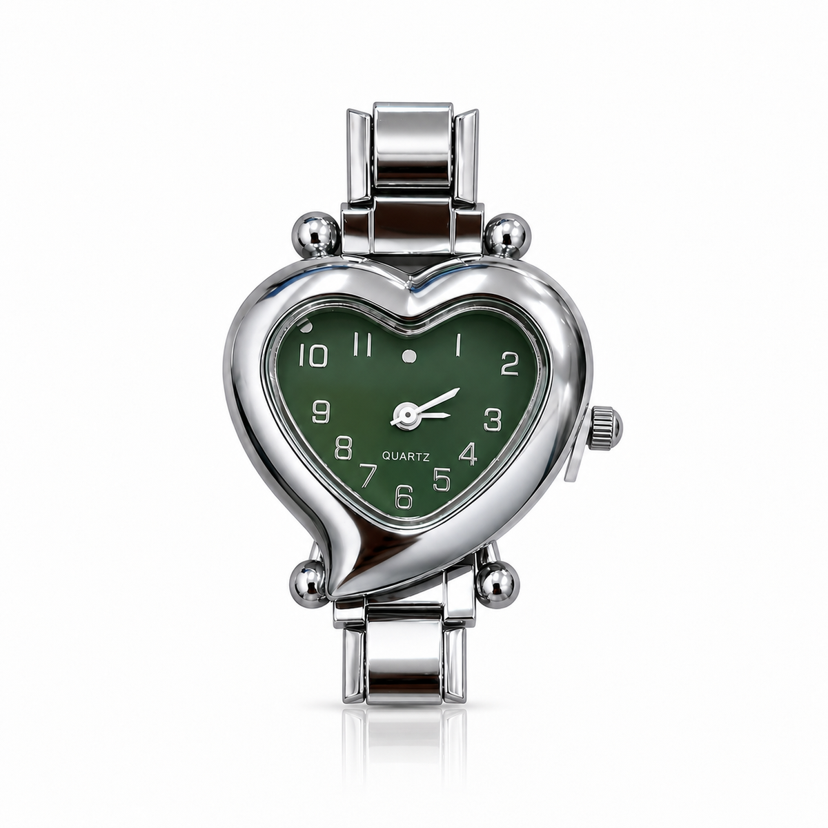 Cora watch head — olive green dial, silver-tone case