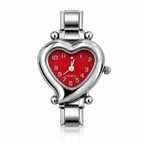 Cora watch head — red dial, silver-tone case