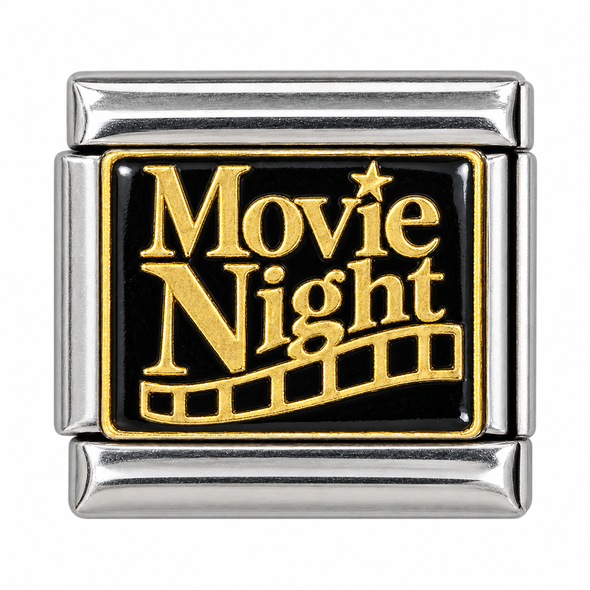 Movie Night silver-base Italian charm