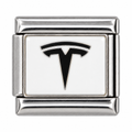 Tesla Emblem silver-base Italian charm