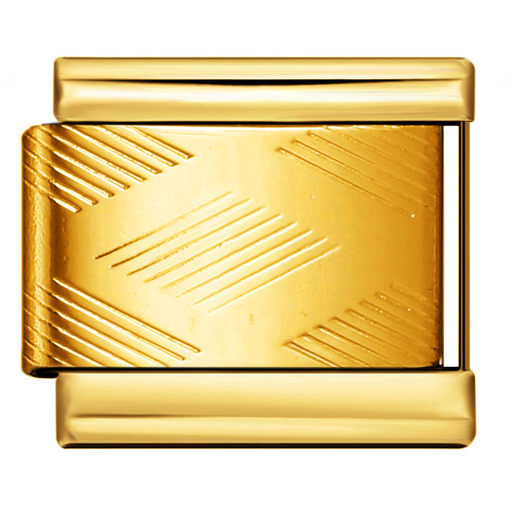 Diagonal Stripe Pattern — Gold Italian bracelet charm