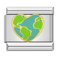Earth Heart — Silver Italian bracelet charm