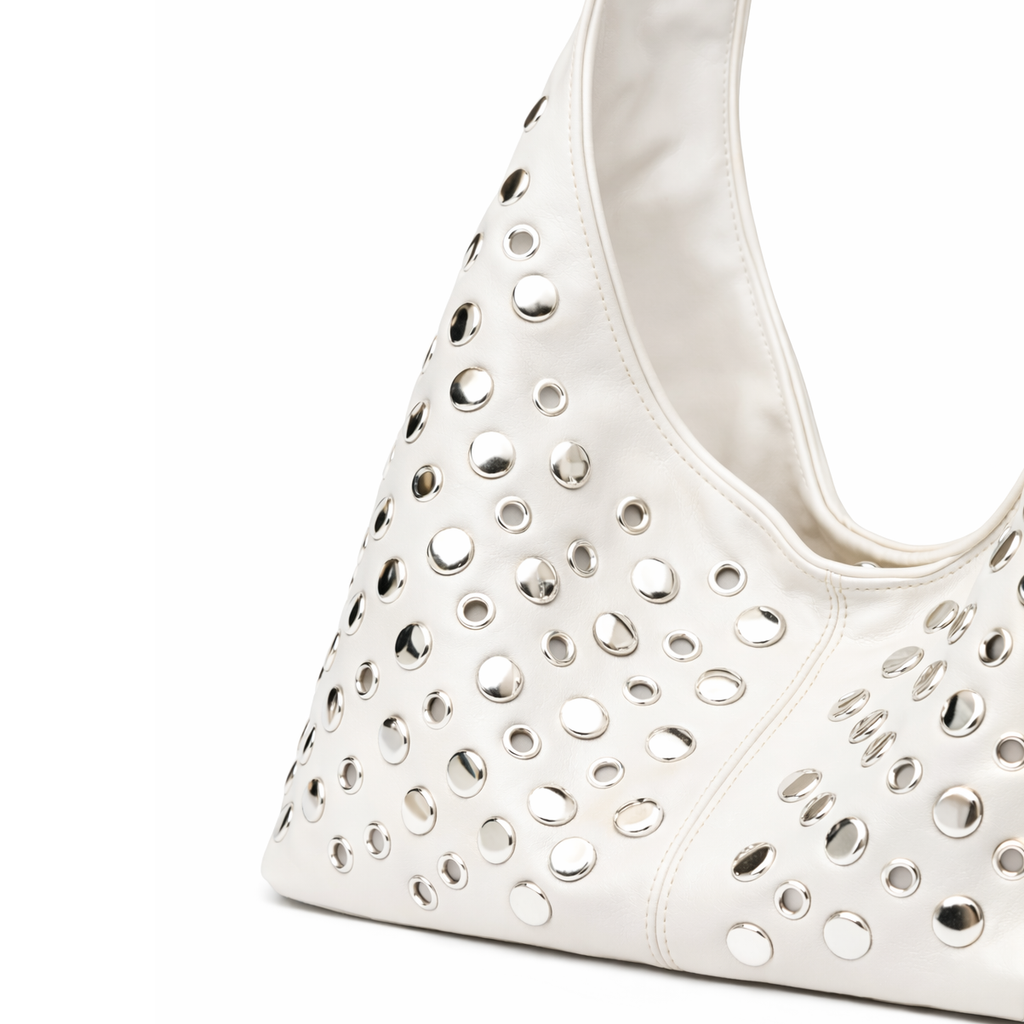 Starlight Stud Hobo Bag - Ivory White