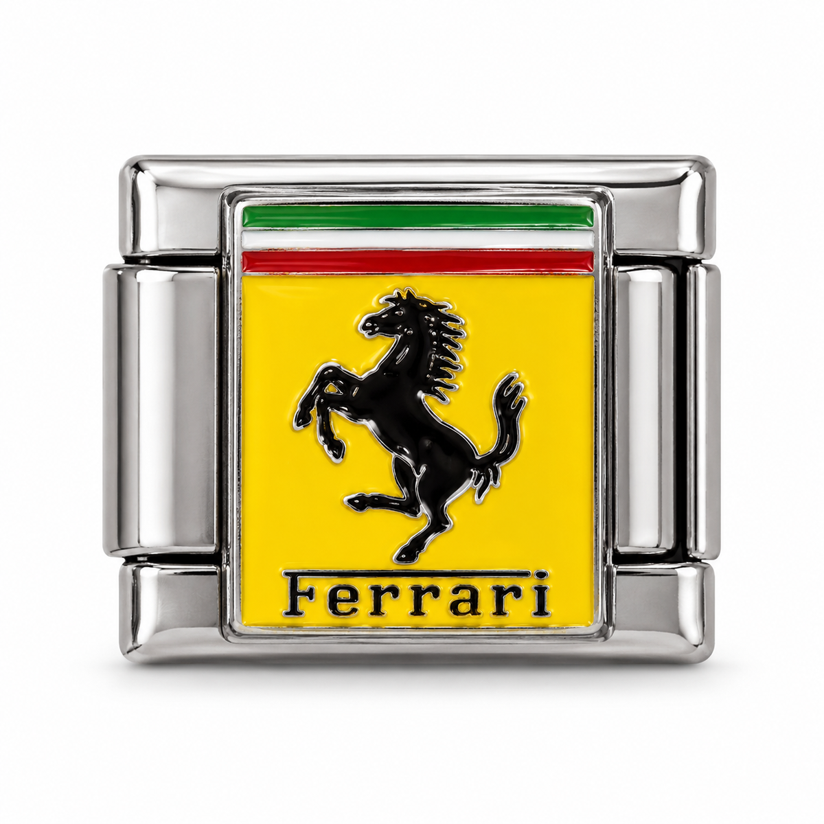Ferrari Rectangle charm on a white background