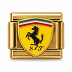 Ferrari Shield — Gold on a white background
