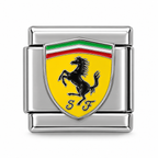 Ferrari Shield — Silver on a white background