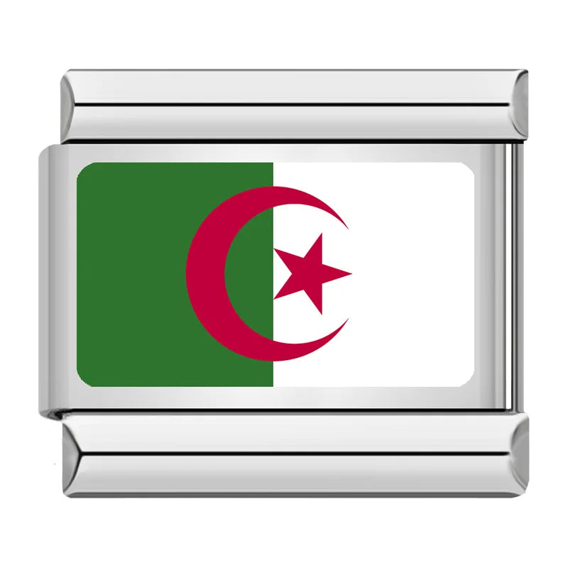 Flag Of Algeria — Silver Italian bracelet charm