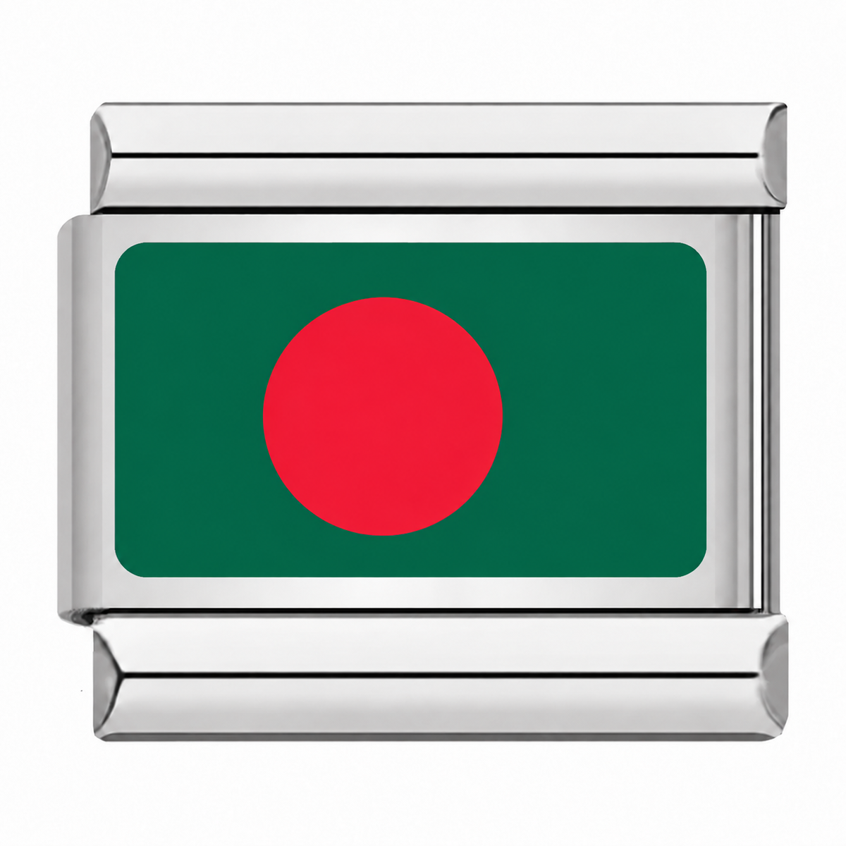 Flag of Bangladesh silver Italian charm on white background