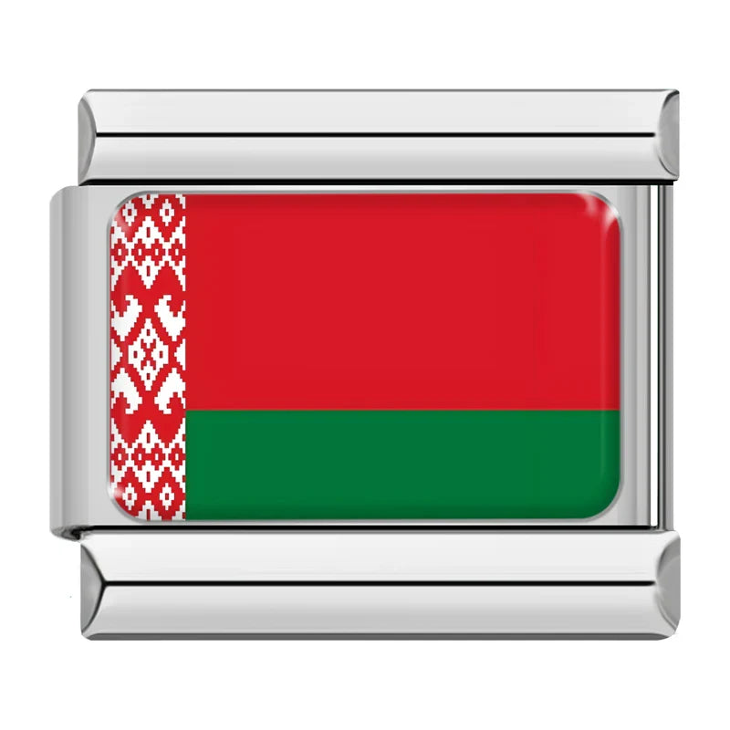 Flag Of Belarus — Silver Italian bracelet charm