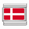 Flag of Denmark silver Italian charm on white background