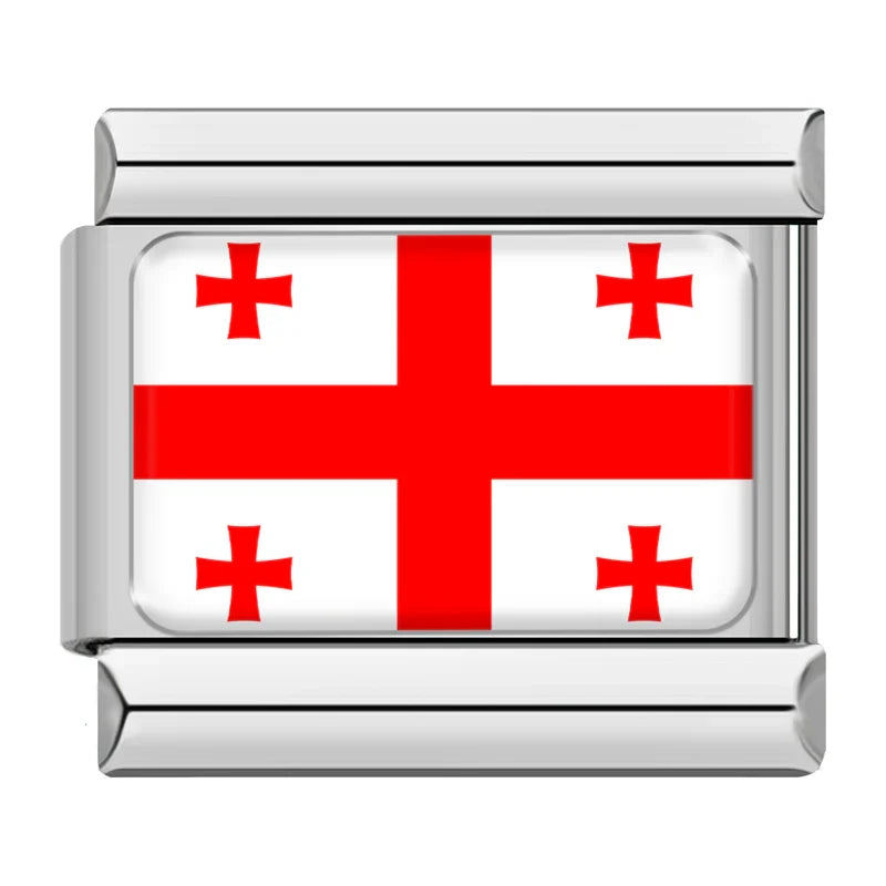 Flag Of Georgia — Silver Italian bracelet charm
