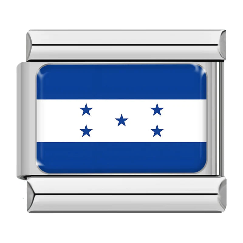 Flag Of Honduras — Silver Italian bracelet charm