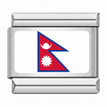 Flag of Nepal silver Italian charm on white background