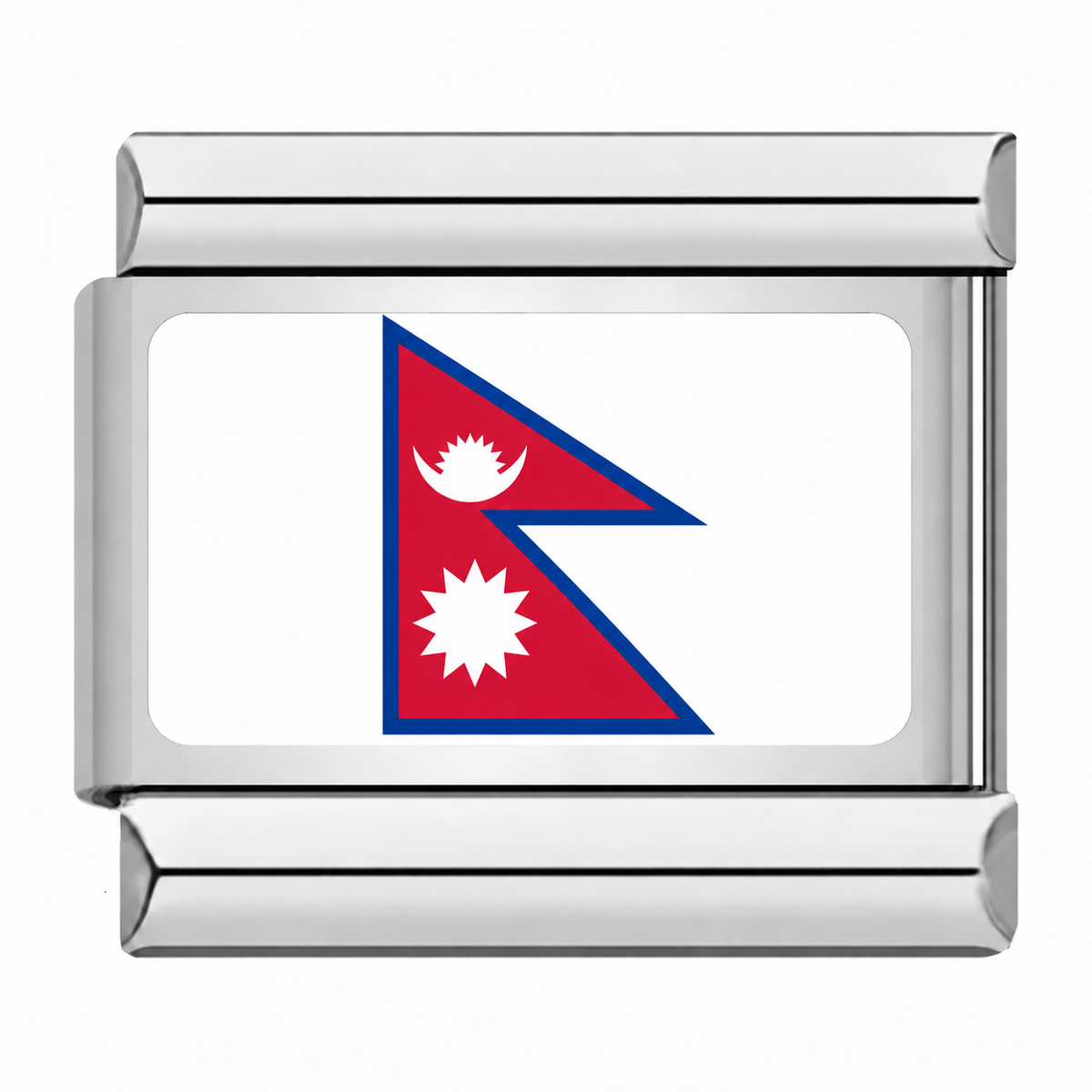 Flag of Nepal silver Italian charm on white background