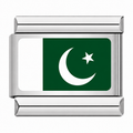 Flag of Pakistan silver Italian charm on white background