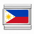 Flag of Philippines silver Italian charm on white background