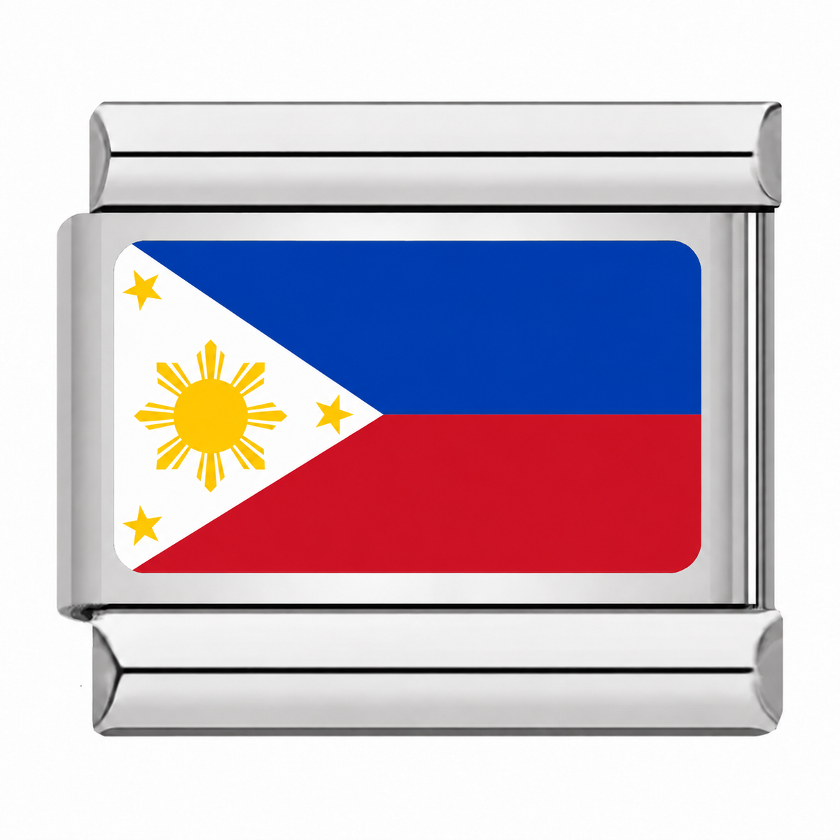 Flag of Philippines silver Italian charm on white background