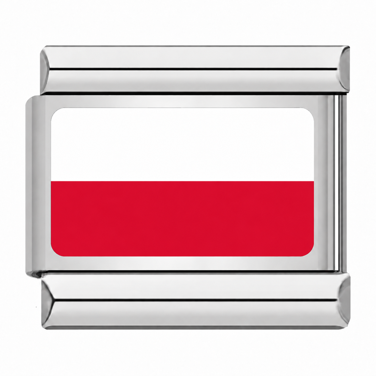 Flag of Poland silver Italian charm on white background