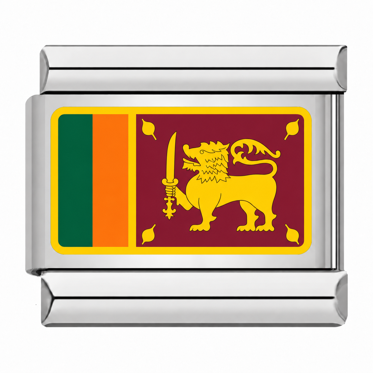 Flag of Sri Lanka silver Italian charm on white background