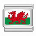 Flag of Wales silver Italian charm on white background