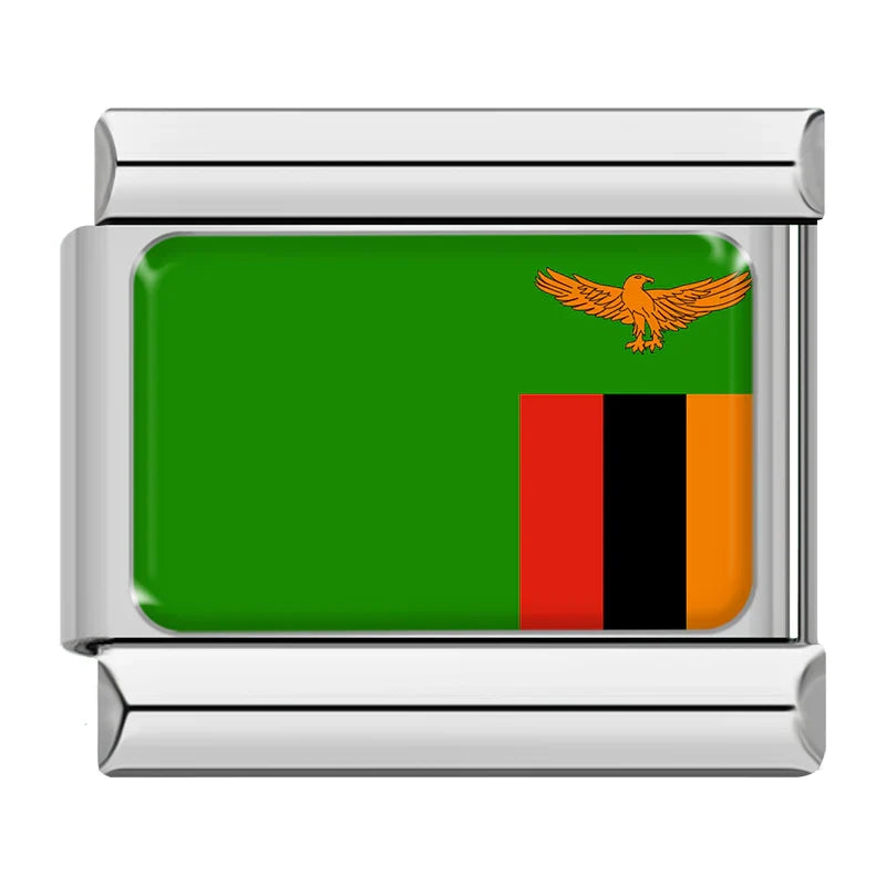 Flag Of Zambia — Silver Italian bracelet charm