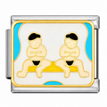Gemini zodiac Italian charm with silver base