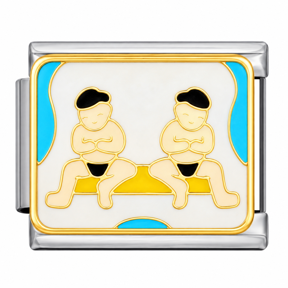 Gemini zodiac Italian charm with silver base