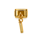 Gold letter I dangle charm on white background