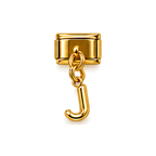 Gold letter J dangle charm on white background